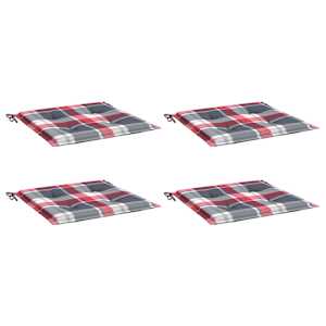 vidaXL Coussins de chaise de jardin lot de 4 carreaux rouges 50x50x3cm