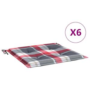 Podušky na zahradní židli 6ks červené kárované 50x50x3cm oxford - obrázek 2