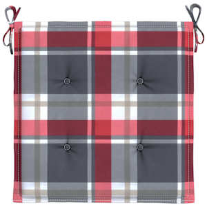 Podušky na zahradní židli 6ks červené kárované 50x50x3cm oxford - obrázek 4