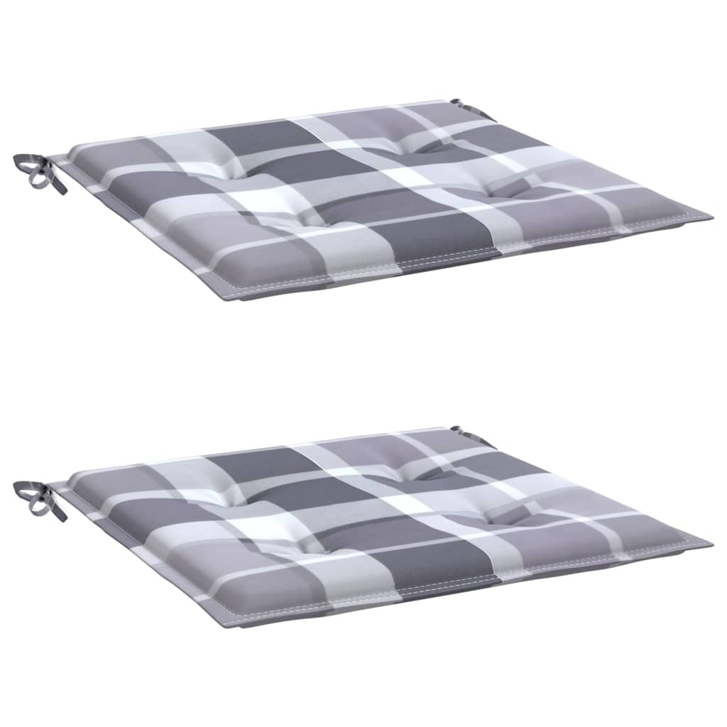 

vidaXL Tuinstoelkussens 2 st ruitpatroon 50x50x3 cm stof grijs