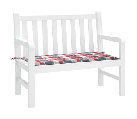 vidaXL Patio Bench Cushion Red Check Pattern 100x50x1.2 " Oxford Fabric