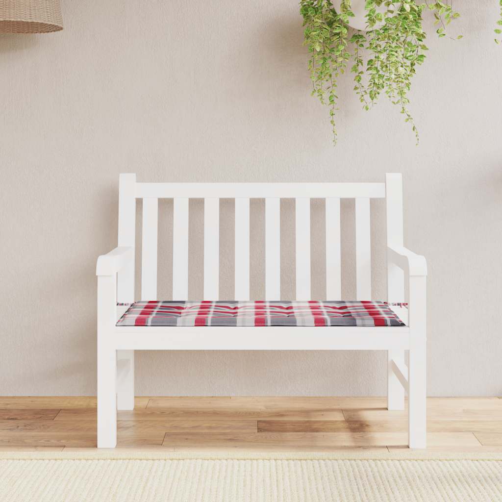 vidaXL Pernă bancă de grădină, roșu carouri, 120x50x3cm, textil Oxford