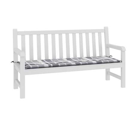 vidaXL Μαξιλάρι για Παγκάκι Κήπου Γκρι Καρό 150x50x4 εκ. Υφασμάτινο