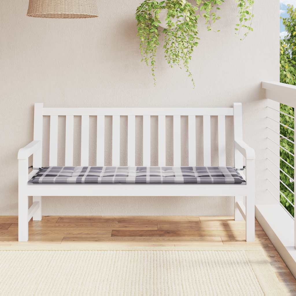 vidaXL Pernă bancă de grădină, gri carouri, 150x50x4 cm, textil Oxford