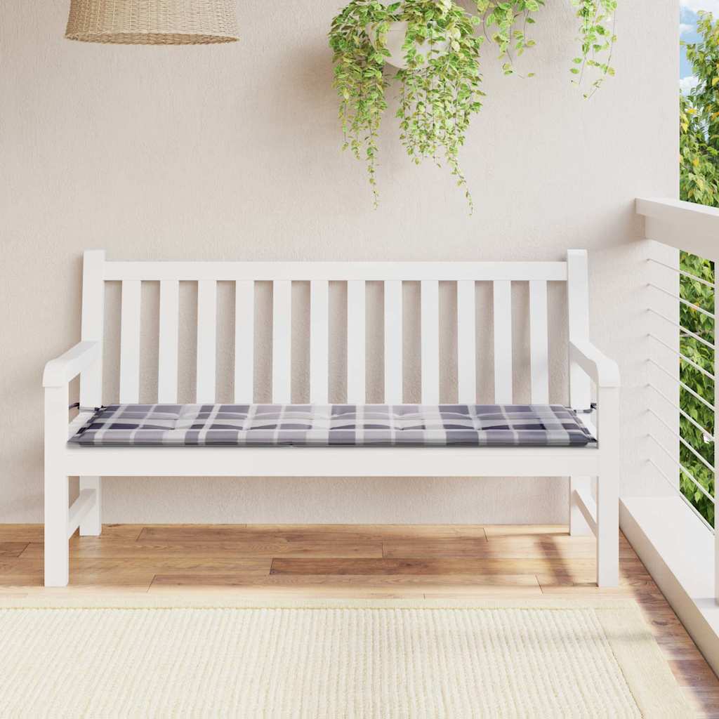 vidaXL hynde til havebænk 150x50x3 cm oxfordstof ternet grå