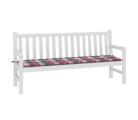 vidaXL Podu&scaron;ka na zahradn&iacute; lavici červen&aacute; k&aacute;rovan&aacute; 180x50x3 cm oxford