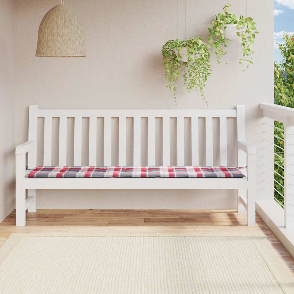 vidaXL Pernă bancă de grădină, roșu carouri, 200x50x4cm, textil Oxford