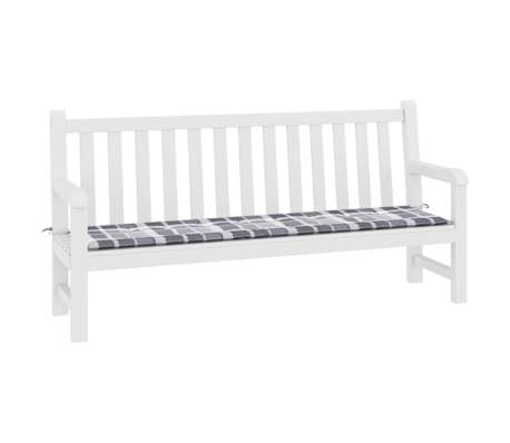 vidaXL ガーデンベンチクッション グレー チェック柄 200x50x4cm オックスフォードファブリック