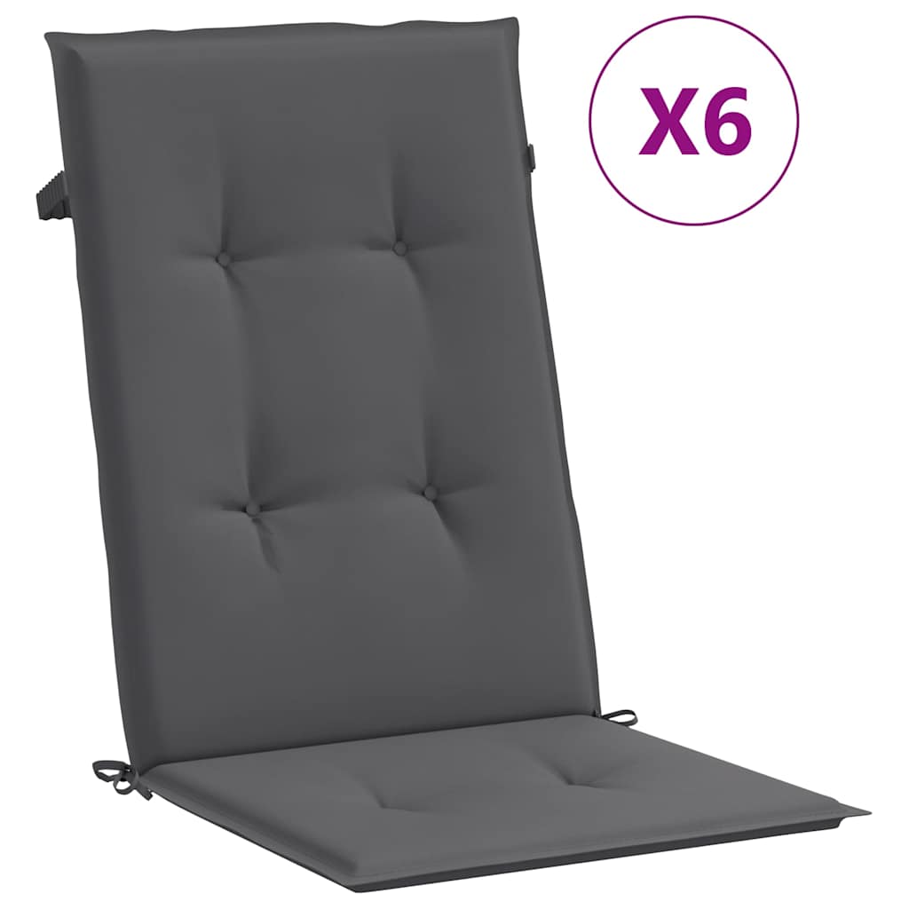 vidaXL Podložky na záhradné stoličky, vysoké operadlo 6 ks 120x50x3 cm