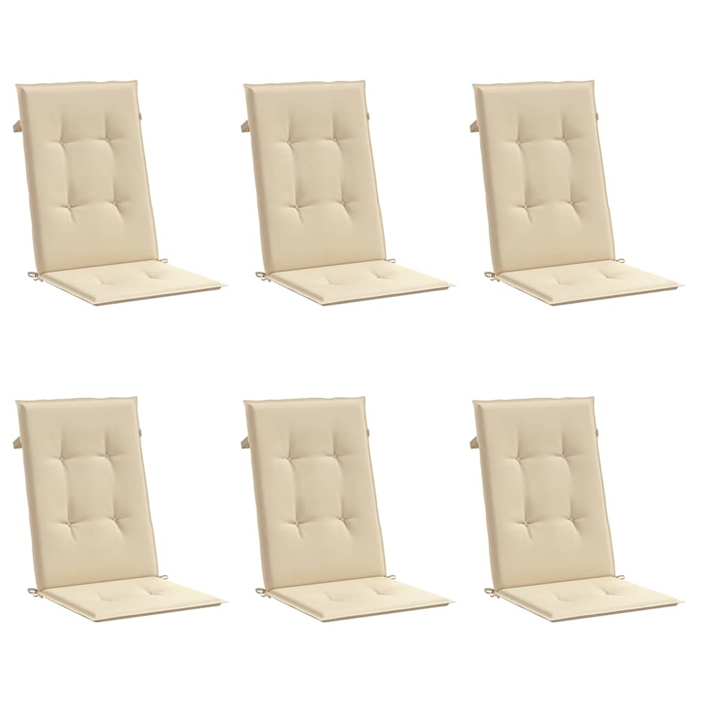 vidaXL Tuinstoelkussens hoge 6 st hoge rug 120x50x3 cm stof beige, foto 2