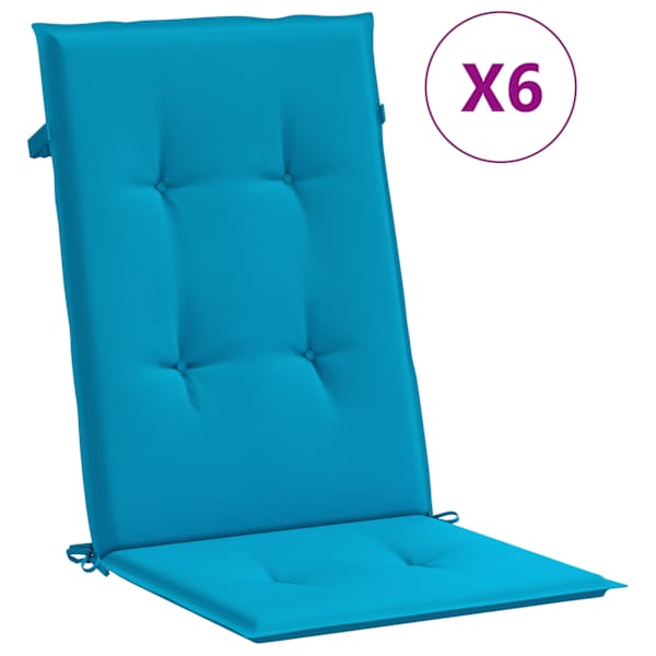 vidaXL k&otilde;rge seljatoega toolipadjad 6 tk, sinine, 120x50x3 cm, kangas