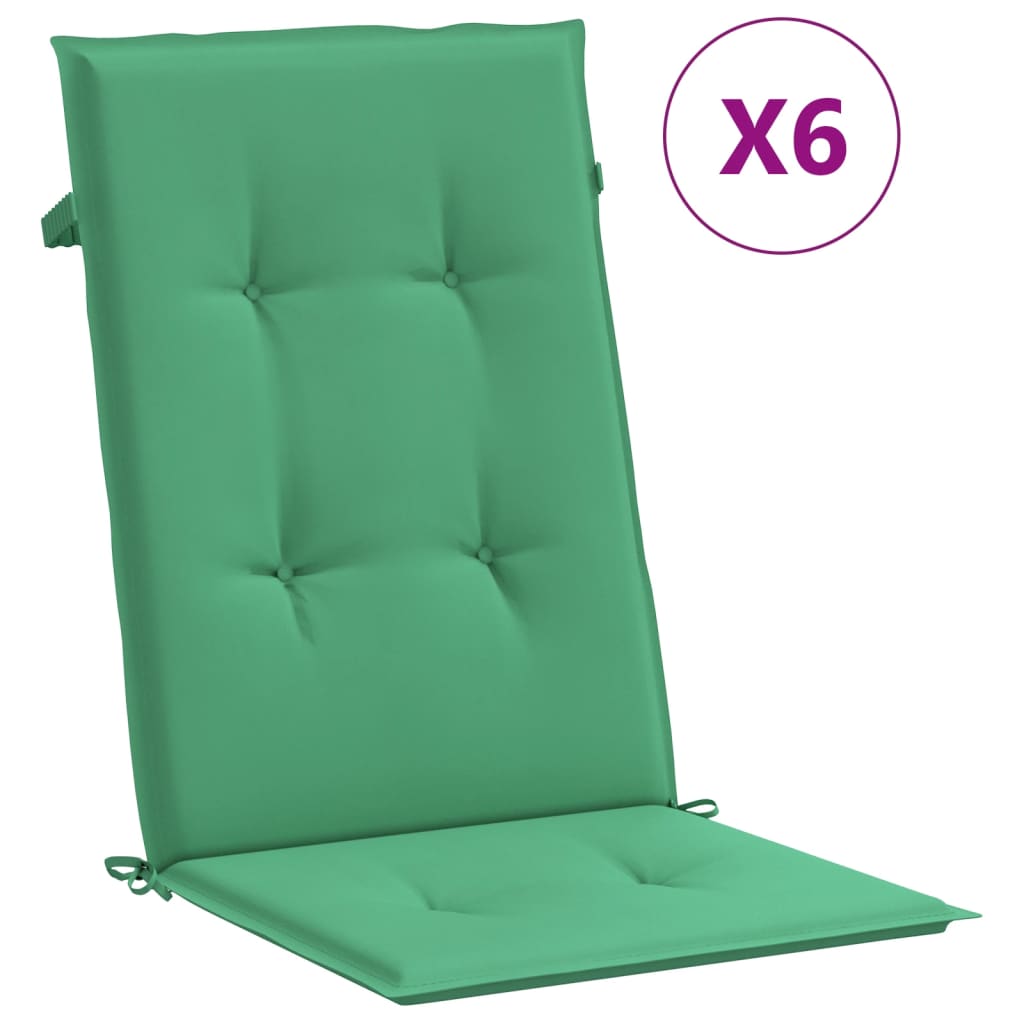 vidaXL Perne scaun de grădină, 6 buc., verde, 120 x 50 x 4 cm
