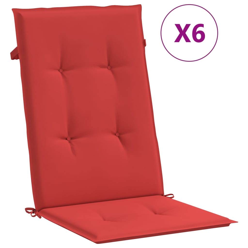 dārza krēslu matrači, 6 gab., sarkani, 120x50x4 cm | Stepinfit.lv
