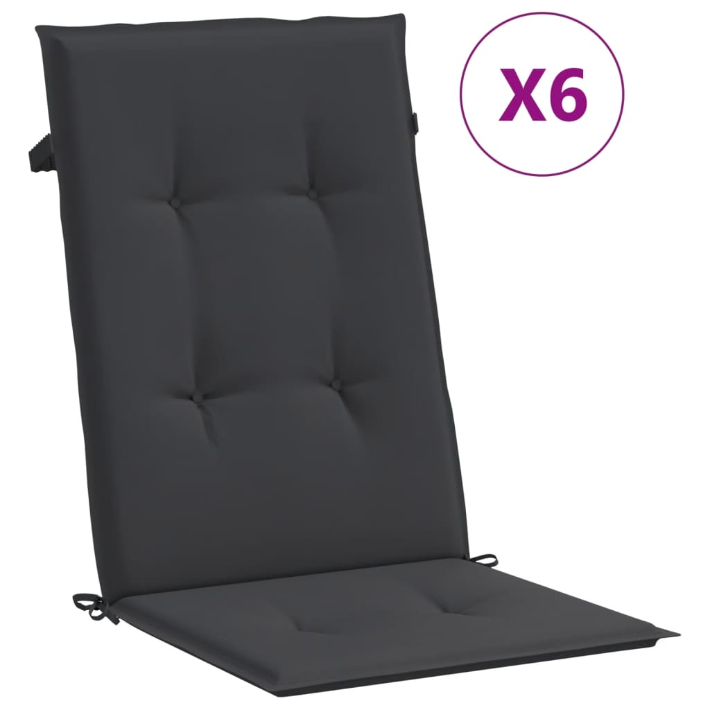 dārza krēslu matrači, 6 gab., melni, 120x50x4 cm | Stepinfit.lv