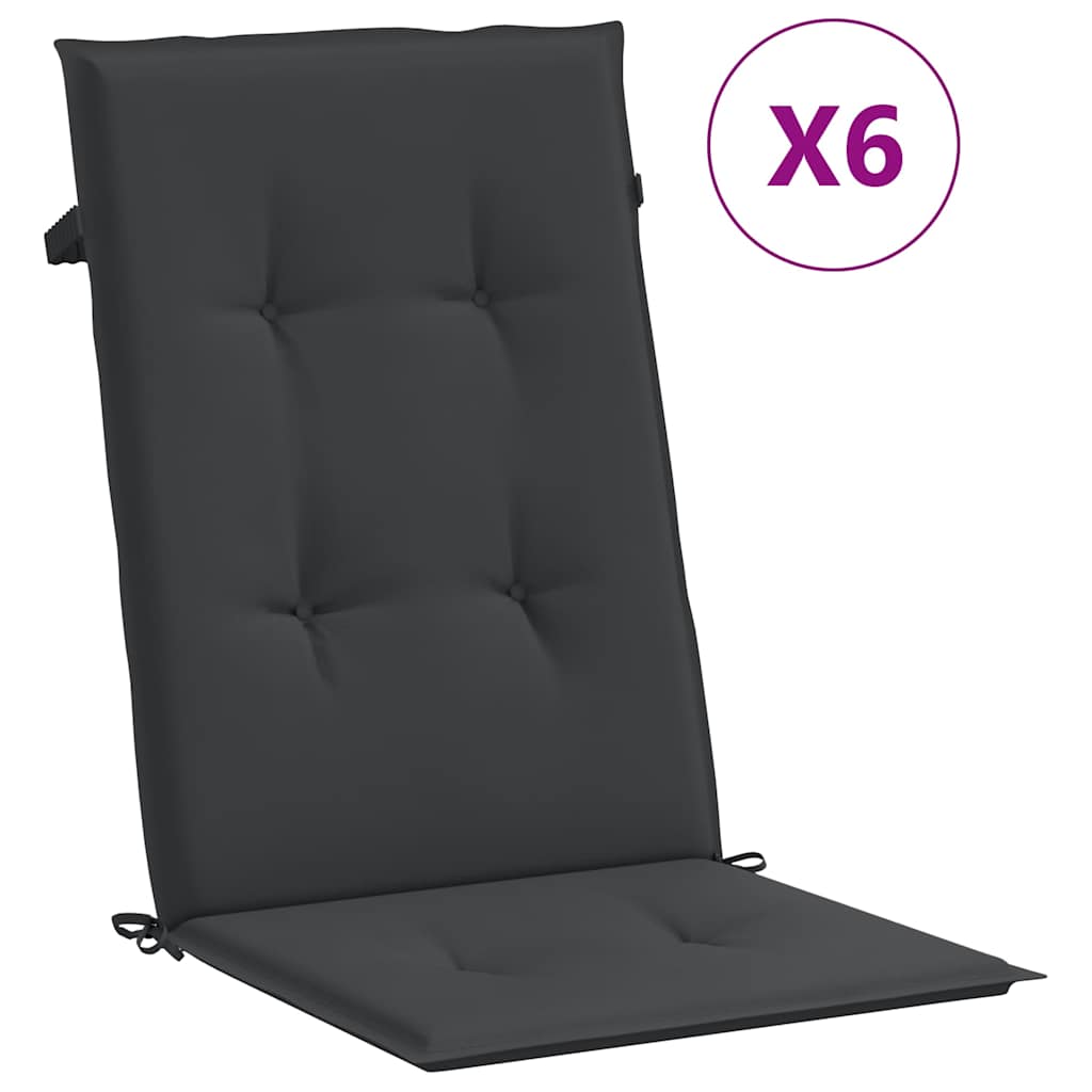 vidaXL Podložky na záhradné stoličky, vysoké operadlo 6 ks 120x50x3 cm