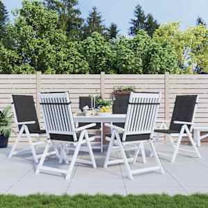 Blazine za vrtne stole 6 kosov črne 120x50x3 cm blago