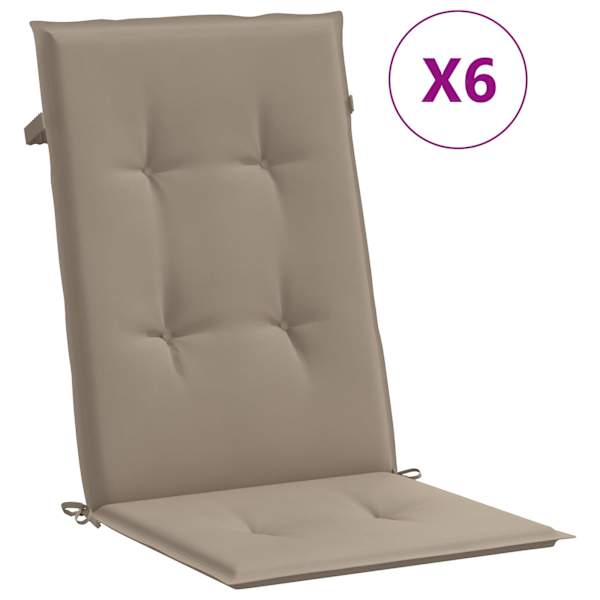vidaXL k&otilde;rge seljatoega toolipadjad 6 tk pruunikas 120x50x3 cm, kangas
