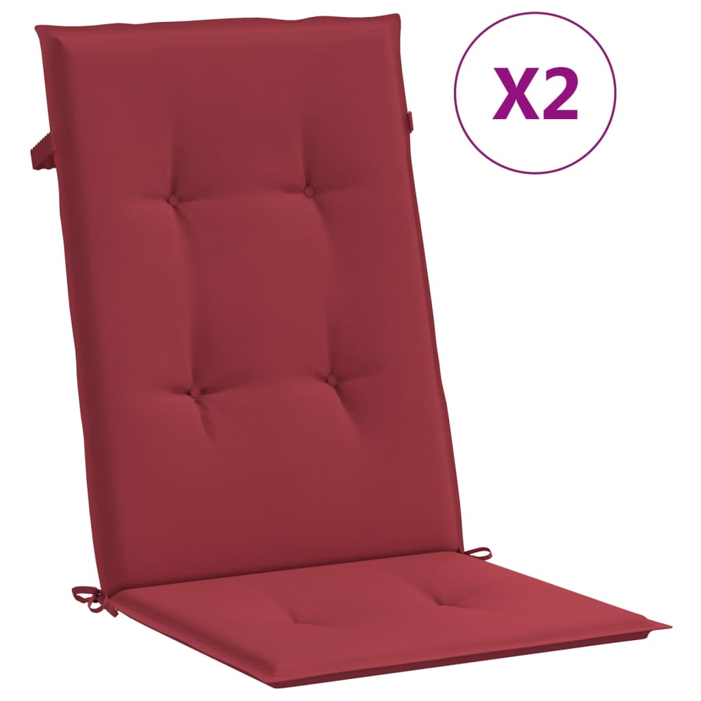 vidaXL Perne scaun de grădină, 2 buc., roșu vin, 120 x 50 x 3 cm vidaxl.ro