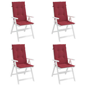 Podušky na židli vysoké opěradlo 4 ks vínové 120x50x3 cm textil - obrázek 4