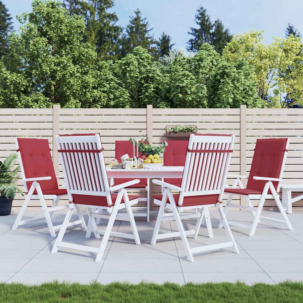 vidaXL stolehynder m. høj ryg 6 stk. 120x50x3 cm stof vinrød