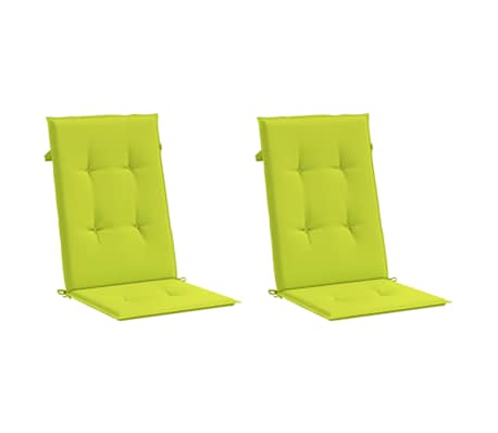vidaXL Coj&iacute;n silla de jard&iacute;n respaldo alto 2 uds tela verde 120x50x3cm