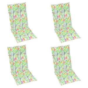 vidaXL Tuinstoelkussens 4 st hoge rug bladpatroon 120x50x3 cm stof
