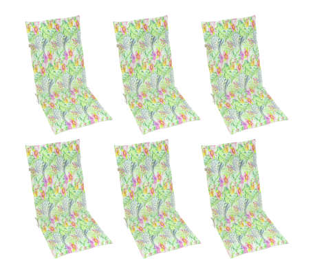 vidaXL Sodo kėdės pagalvėlės, 6vnt., 120x50x3cm, audinys, su lapais