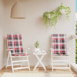 Blazine za vrtne stole 2 kosa rdeče karo 120x50x3 cm blago