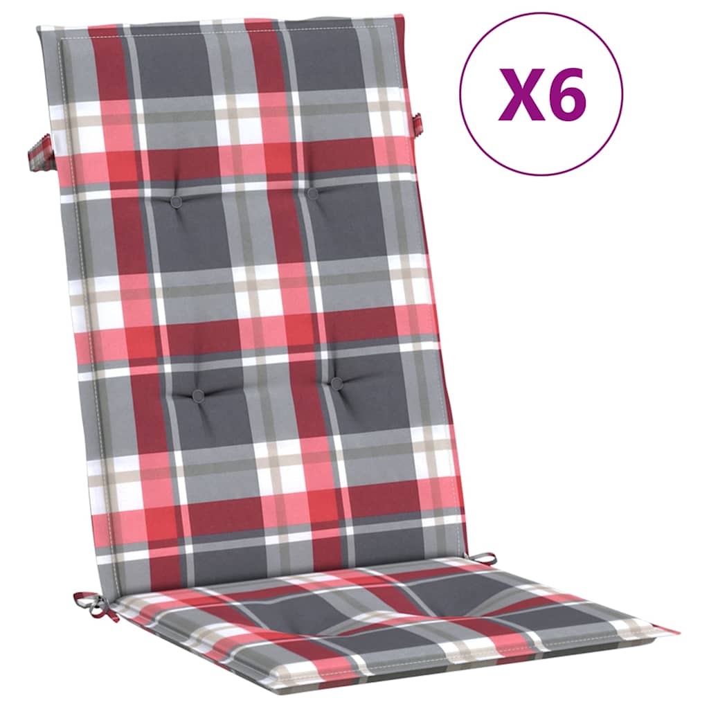 vidaXL Podložky na záhradné stoličky, vysoké operadlo 6 ks 120x50x3 cm