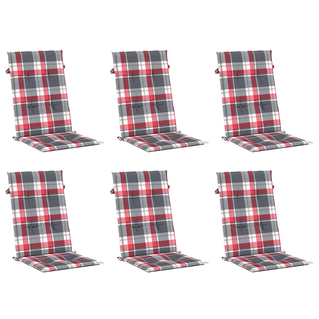 vidaXL Tuinstoelkussens 6 st 120x50x3 cm stof ruitpatroon rood, foto 2