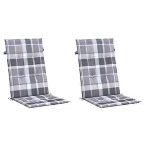 vidaXL Coussins de chaise jardin &agrave; dossier haut lot de 2 carreaux gris