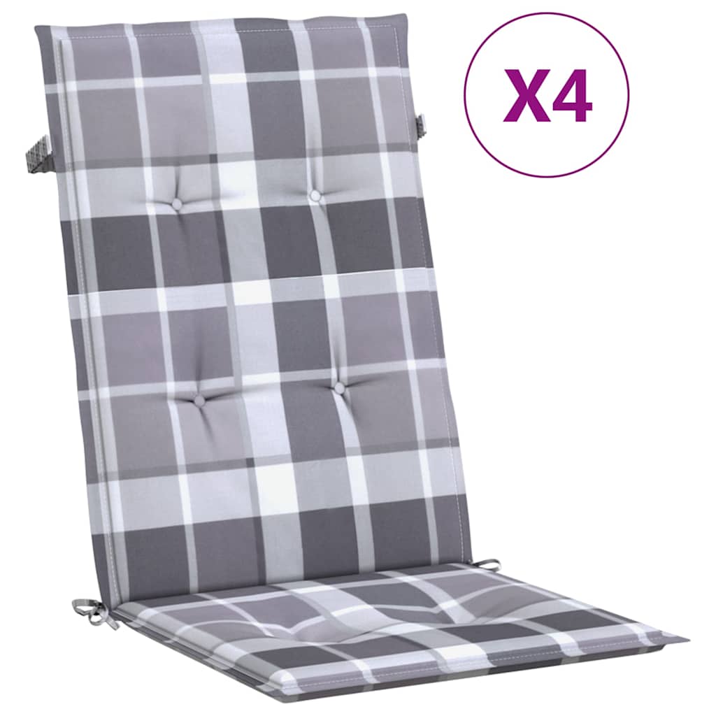 vidaXL Podložky na záhradné stoličky, vysoké operadlo 4 ks 120x50x3 cm