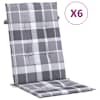 vidaXL k&otilde;rge seljatoega toolipadjad 6 tk, ruudud, 120x50x3 cm, kangas