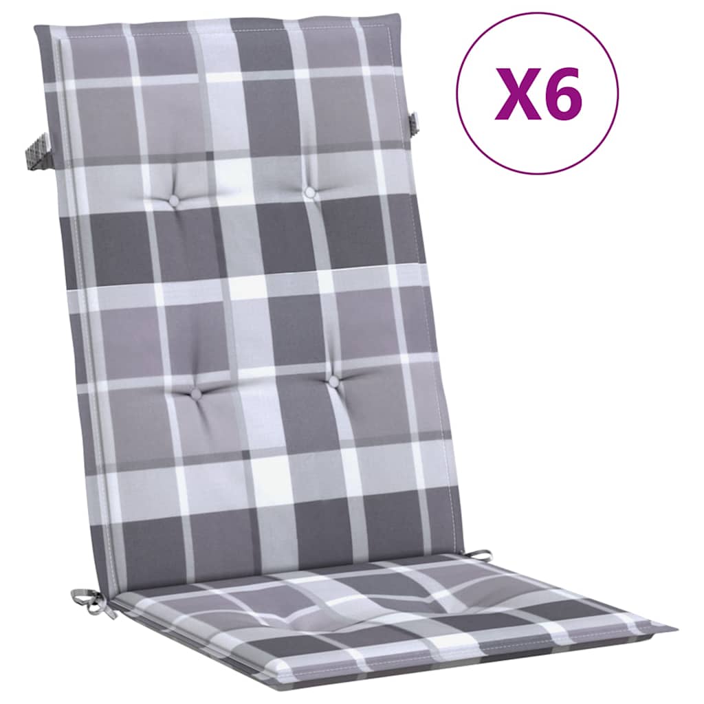 vidaXL Podložky na záhradné stoličky, vysoké operadlo 6 ks 120x50x3 cm
