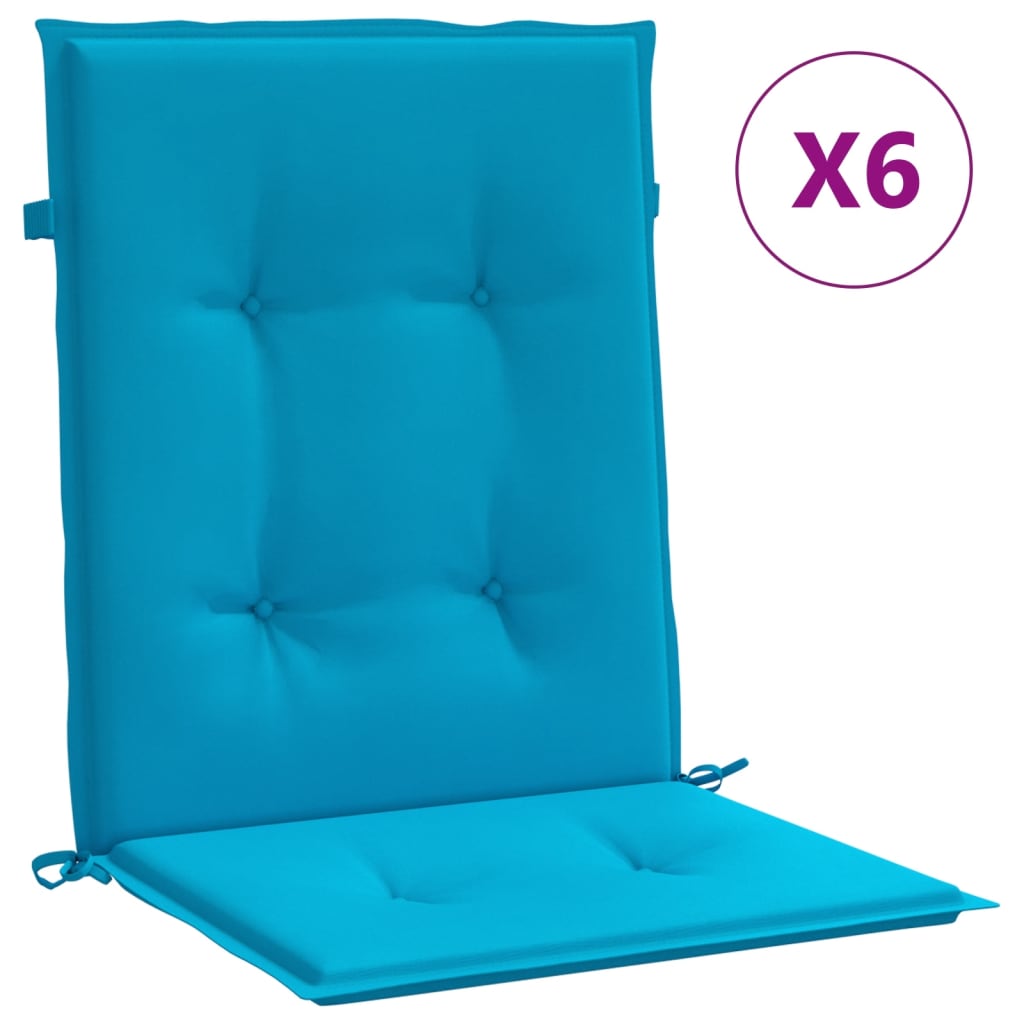 vidaXL PoduĹˇky na Ĺľidli nĂ­zkĂ© opÄ›radlo 6 ks modrĂ© 100x50x3 cm oxford