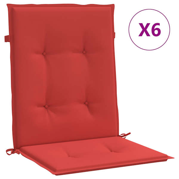 vidaXL madala seljatoega toolipadjad 6 tk punane 100x50x3 cm kangas