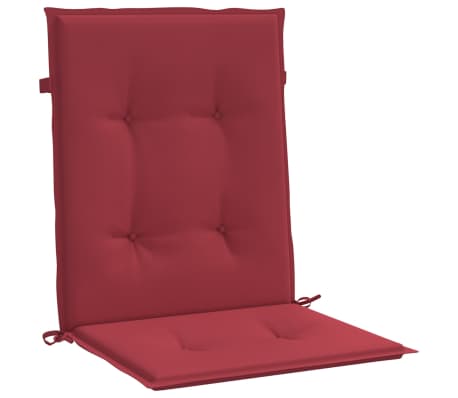 vidaXL Cojín silla jardín respaldo bajo 2 uds tela Oxford rojo tinto