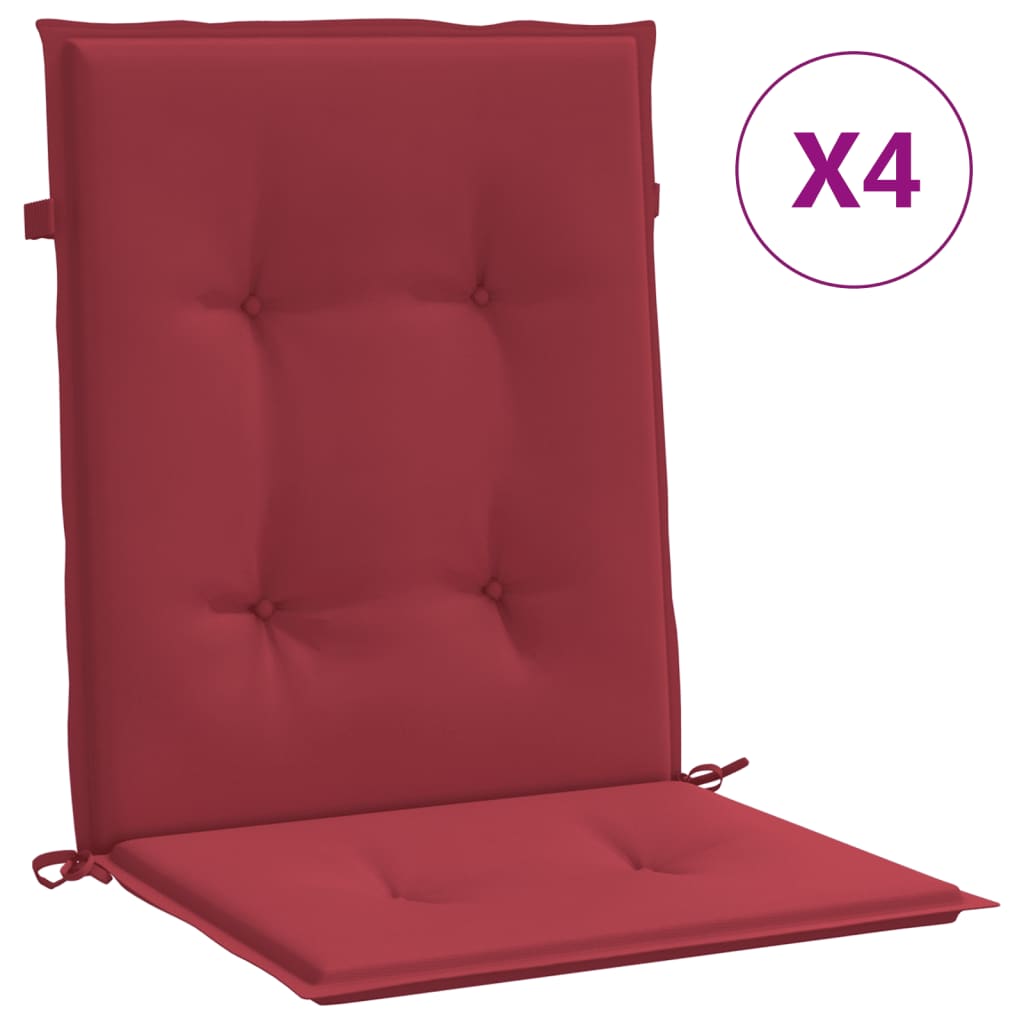 vidaXL Podušky na židli nízké opěradlo 4 ks vínové 100x50x3 cm oxford