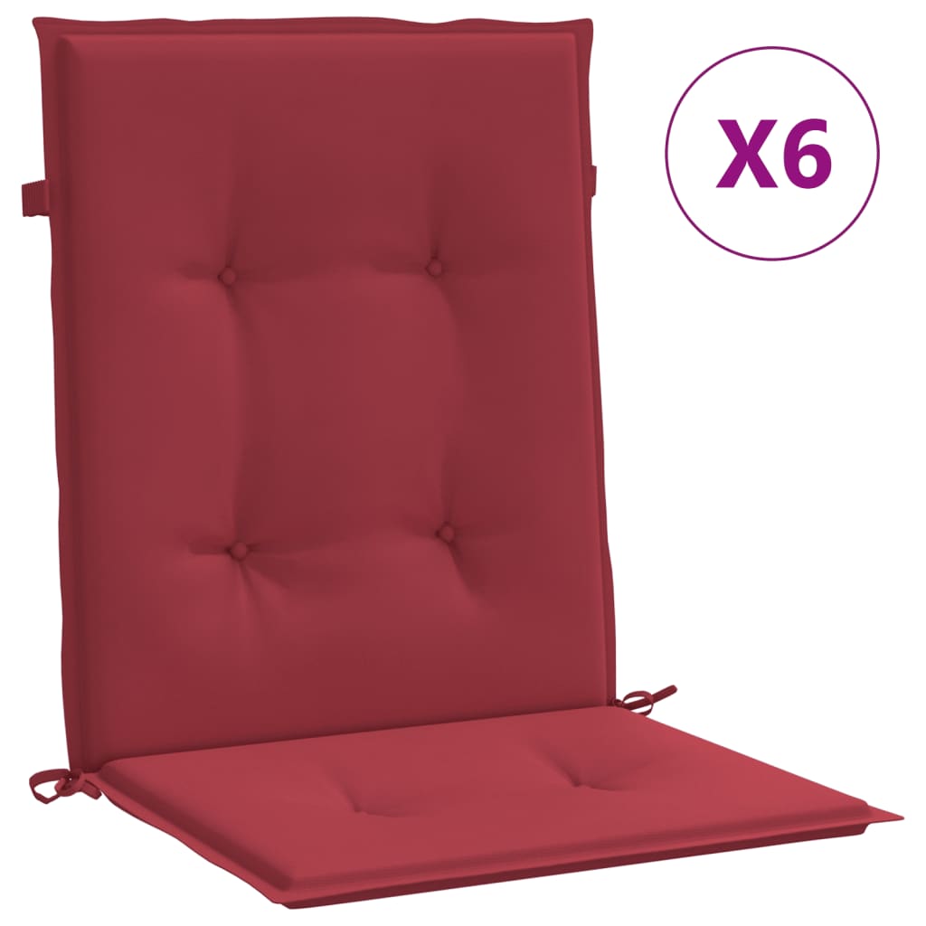 vidaXL Perne scaun de grădină, 6 buc., roșu vin, 100 x 50 x 4 cm vidaXL
