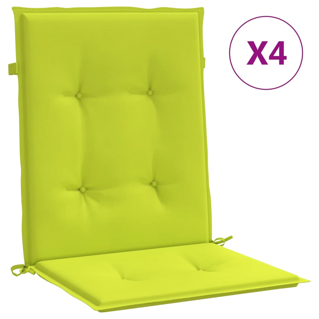 vidaXL Podušky na židli nízké opěradlo 4 ks jasně zelené 100x50x3 cm