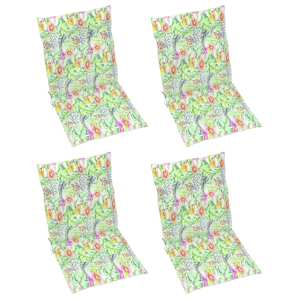 vidaXL Sodo kėdės pagalvėlės, 4vnt., 100x50x3cm, audinys, su lapais