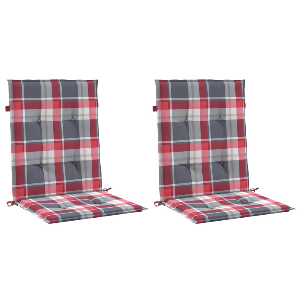 vidaXL 2 db piros kockás oxford szövet háttámlás székpárna 100x50x3 cm