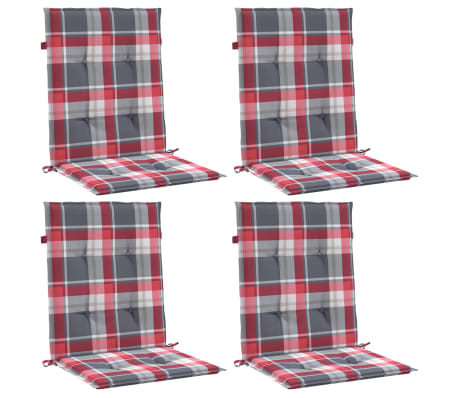 vidaXL Tuinstoelkussens 4 st 100x50x3 cm oxford stof ruitpatroon rood