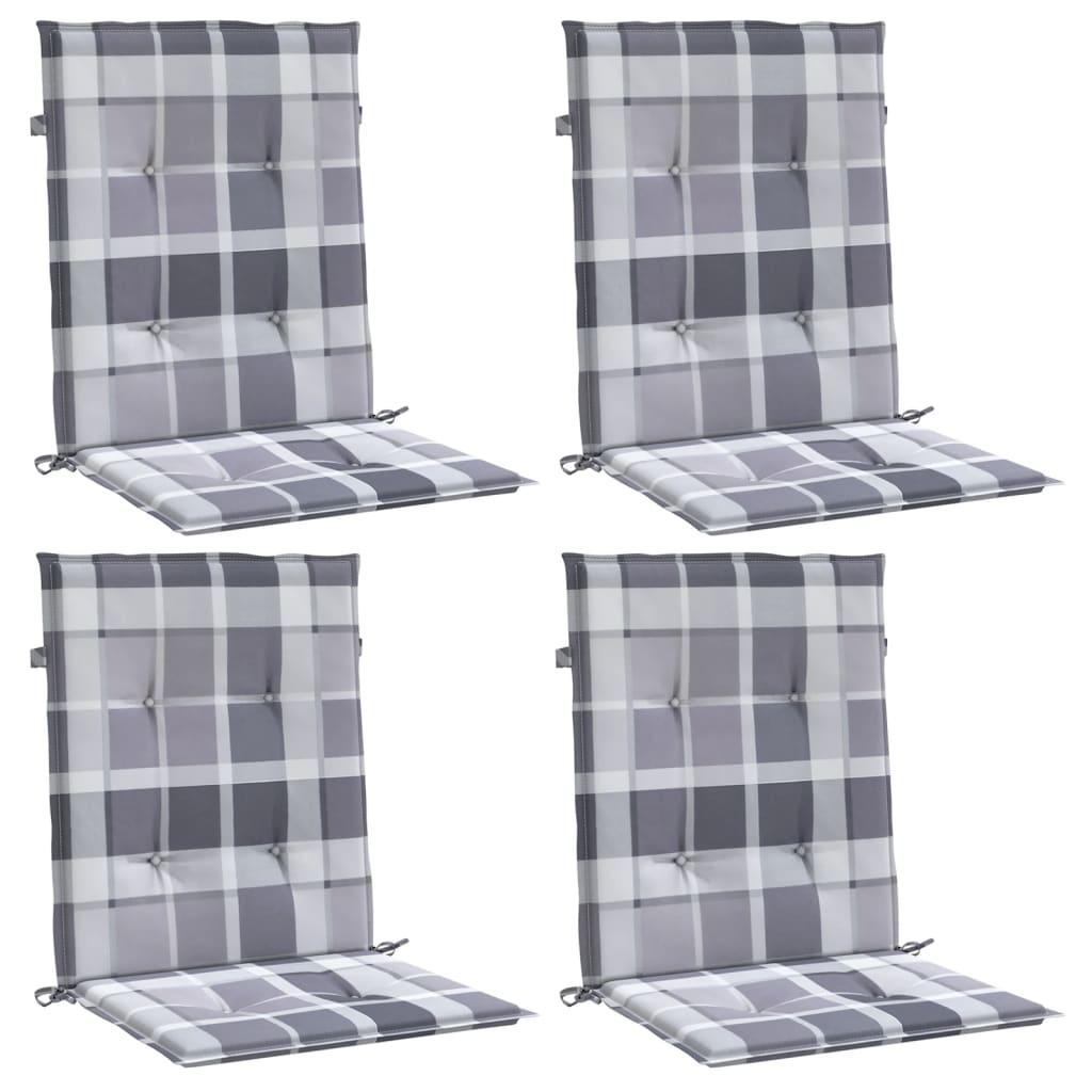 vidaXL 4 db szürke kockás oxford szövet háttámlás székpárna 100x50x3cm