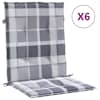 vidaXL madala seljatoega toolipadjad 6 tk, ruudud 100x50x3 cm kangas