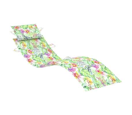 vidaXL Saulės gulto čiužinukas, 186x58x3cm, audinys, su lapais