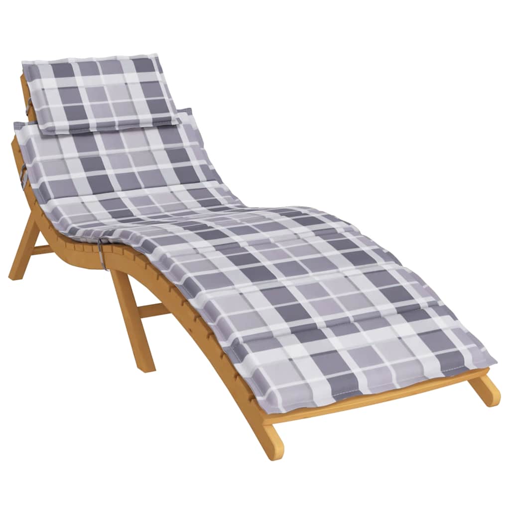 vidaXL Ligbedkussen 186x58x4 cm oxford stof ruitpatroon grijs afbeelding