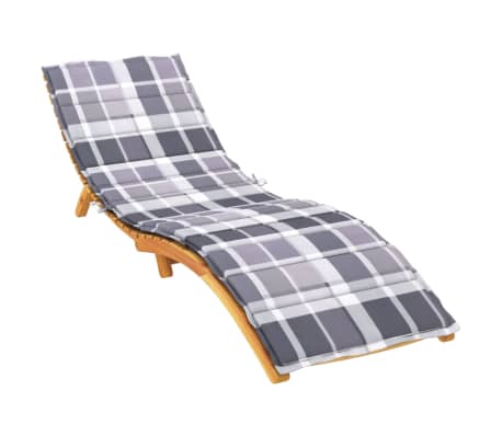 vidaXL Coussin de chaise longue motif à carreaux gris 200x70x3 cm