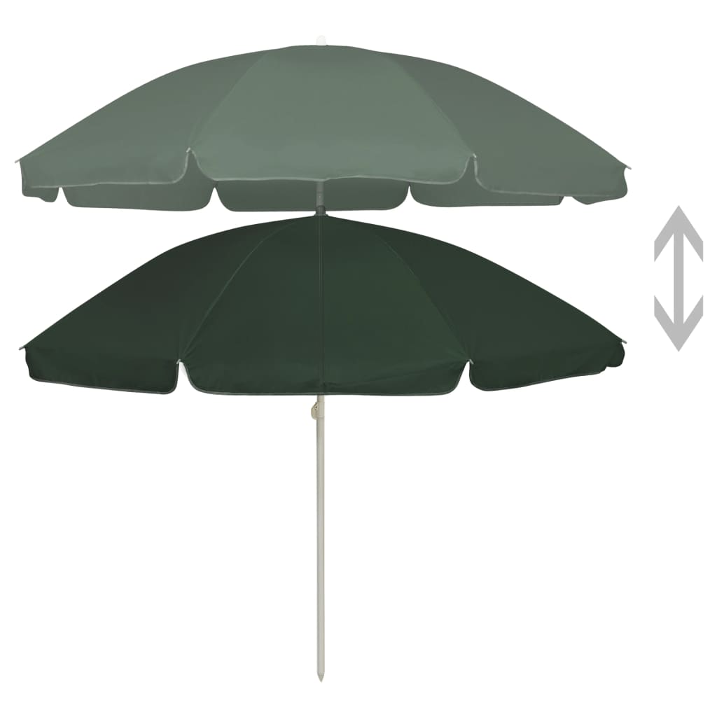 vidaXL Плажен чадър, зелен, 240 см