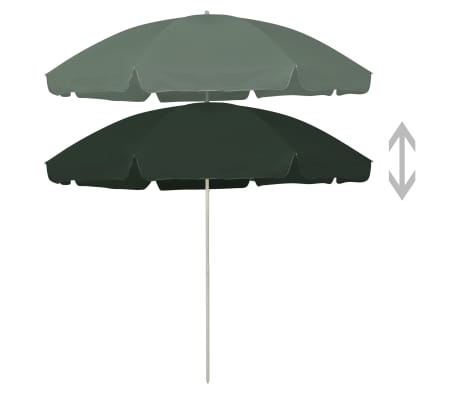 vidaXL Umbrelă de plajă, verde, 300 cm